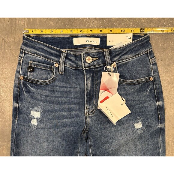 NWT KanCan Jeans Womens Size 24 Mid Rise Super Skinny Stretch Distressed - Picture 3 of 8